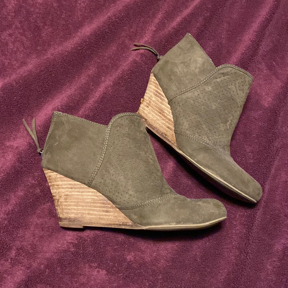 Olive Wedge Booties